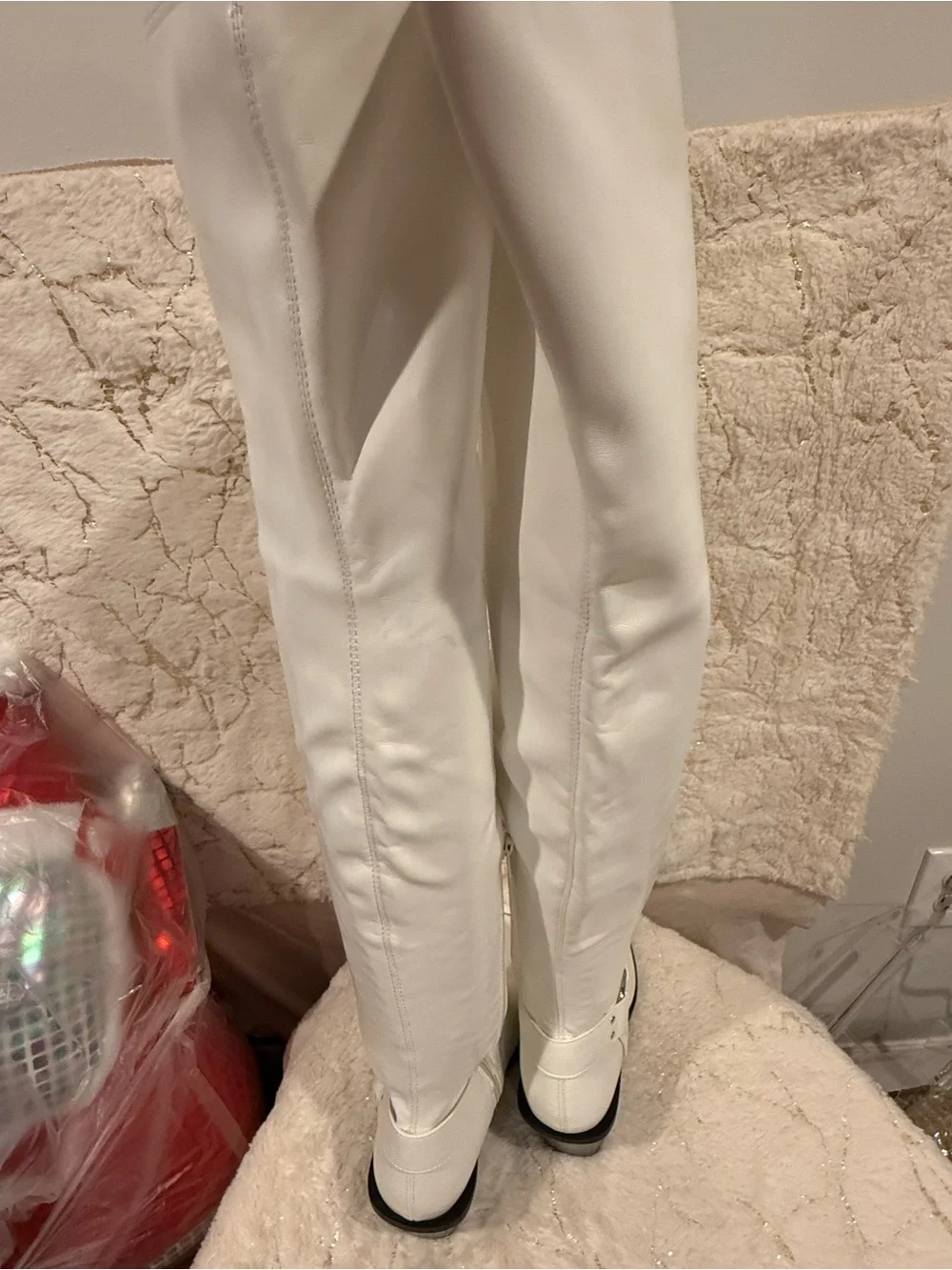 White Pointed Over-the-Knee Women's Boots